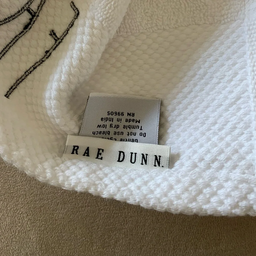 Rae Dunn FAMILY white bathroom hand towel